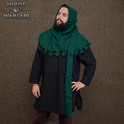 Spätmittelalterliche Gugel mit Liripipe, Wolle, grün - Celtic Webmerchant