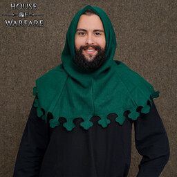Spätmittelalterliche Gugel mit Liripipe, Wolle, grün - Celtic Webmerchant