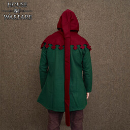 Capucha tardomedieval con liripipe, lana, rojo oscuro - Celtic Webmerchant