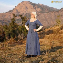 15de-17de eeuwse cotehardie, linnen, blauw - Celtic Webmerchant