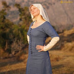 15de-17de eeuwse cotehardie, linnen, blauw - Celtic Webmerchant