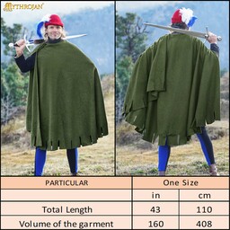 Manteau du 14e siècle Bocksten Man, laine, vert - Celtic Webmerchant