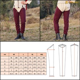 Middeleeuwse chausses, wol, donkerrood - Celtic Webmerchant