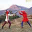 Medieval chausses, wool, dark red - Celtic Webmerchant