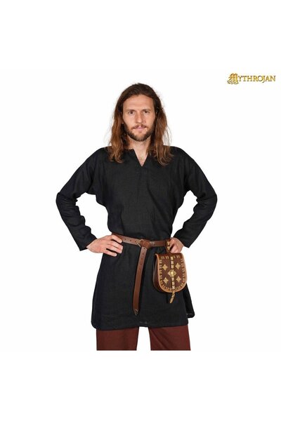 Viking tunika Eirik, linne, svart - Celtic Webmerchant