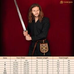 Viking tunika Eirik, hør, sort - Celtic Webmerchant