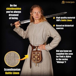 Viking jurk Helga, linnen, naturel - Celtic Webmerchant