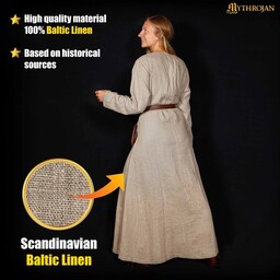 Vestido vikingo Helga, lino, natural - Celtic Webmerchant