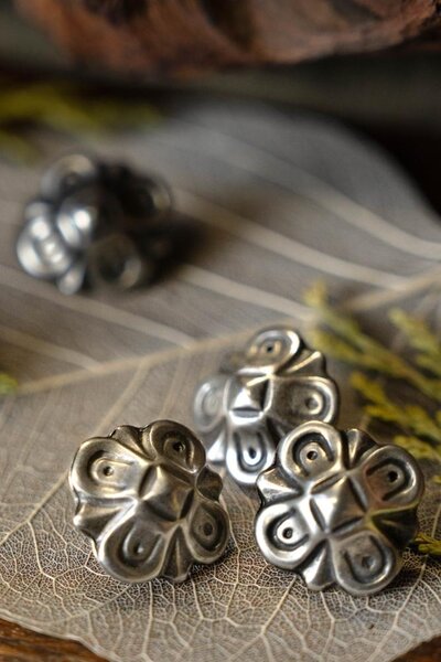 Belt fittings Oktogon ( 5 pieces), silvered - Celtic Webmerchant