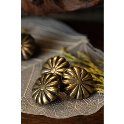 Middeleeuws riembeslag met rozet (set van 5 stuks), messing - Celtic Webmerchant