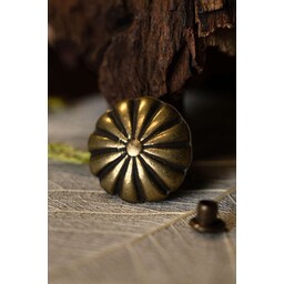 Middeleeuws riembeslag met rozet (set van 5 stuks), messing - Celtic Webmerchant