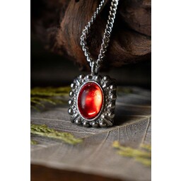 Tudor halskæde Elisabeth, røde perle, forsølvet - Celtic Webmerchant