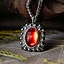 Tudor necklace Elisabeth, red gem, silvered - Celtic Webmerchant