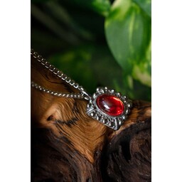 Collier Tudor Elizabeth I, gemme rouge, argenté - Celtic Webmerchant