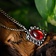 Tudor Halskette Elisabeth, roten Edelstein, versilbert - Celtic Webmerchant