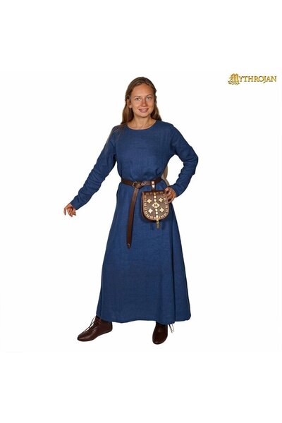 Robe viking Helga, lin, bleu - Celtic Webmerchant