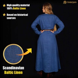 Robe viking Helga, lin, bleu - Celtic Webmerchant