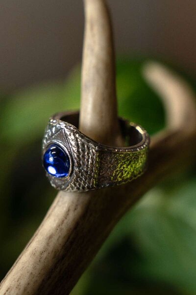 Medieval pewter ring, blue - Celtic Webmerchant