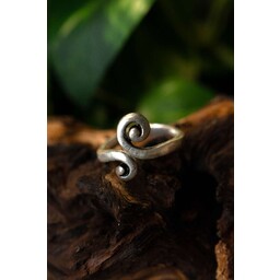 Celtic ring with stylized spiral motif, silvered - Celtic Webmerchant