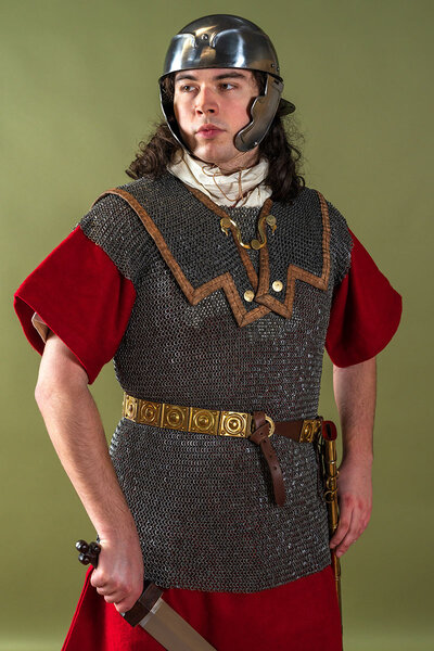 Roman lorica hamata, blandade platta ringar - runda nitar - Celtic Webmerchant