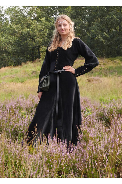 Velvet cotehardie Christina, sort - Celtic Webmerchant