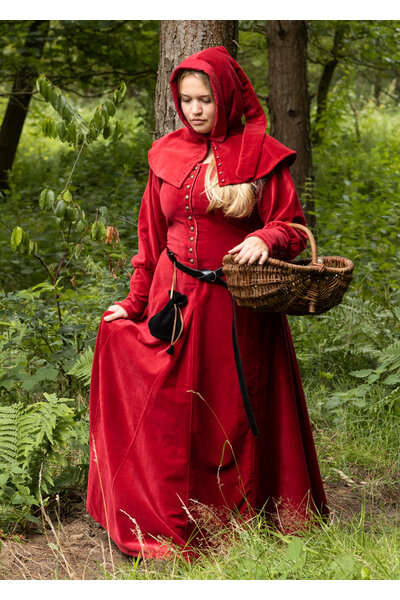 Fluwelen cotehardie Christina, rood - Celtic Webmerchant