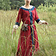(Early) mittelalterliches Kleid Clotild, rot-blau - Celtic Webmerchant