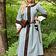 (Temprano) vestido medieval Clotild, azul gris-marrón - Celtic Webmerchant