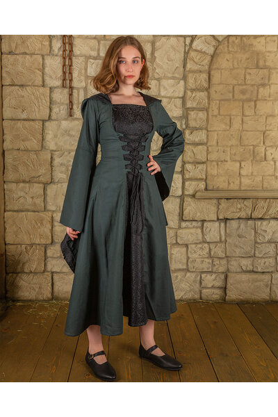 Robe médiévale Ophelia, vert-noir - Celtic Webmerchant