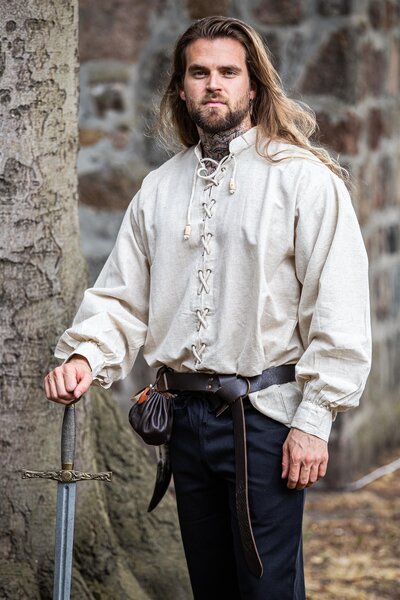 Camisa medieval dagwin, crema - Celtic Webmerchant