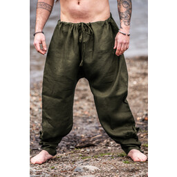 Pantalon Viking en lin Odin, vert olive - Celtic Webmerchant