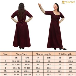 Cotehardie 15º-17º siglo, lana, rojo - Celtic Webmerchant