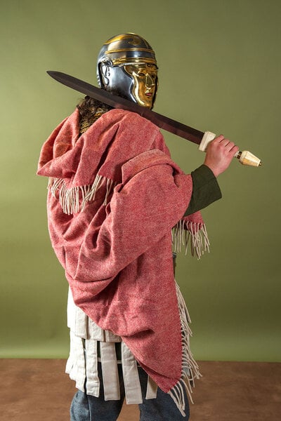 100% wool blanket / cloak, herringbone, rust - Celtic Webmerchant