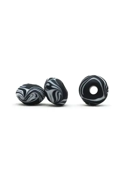 Cuenta de vidrio vikingo Gotland, negro-blanco - Celtic Webmerchant
