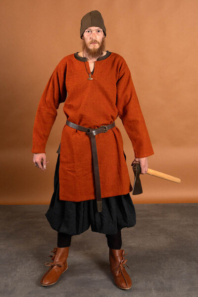 Tunica in twill di diamanti, 100% lana, colore rosso-arancio - Celtic Webmerchant