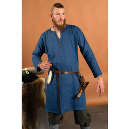 Tunika vichinga Eirik, lino, blu - Celtic Webmerchant