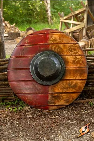 escudo redondo LARP, rojo-madera 50 cm - Celtic Webmerchant