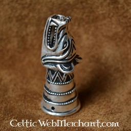 Drinking horn decoration with wolf head, silver - Celtic Webmerchant