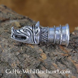 Drinking horn decoration with wolf head, silver - Celtic Webmerchant