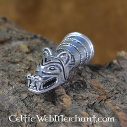 Decoración de cuerno con Cabeza de lobo, plateado - Celtic Webmerchant