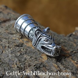 Róg robić picia dekoracja z głową wilka, srebro - Celtic Webmerchant