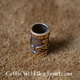 Bronze beard bead with trisqelion & rune inscription - Celtic Webmerchant