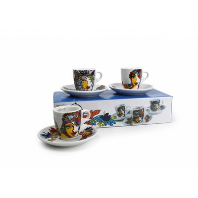 Josien Broeren Espressotassen 65 ml mit Untertassen, 6er-Set