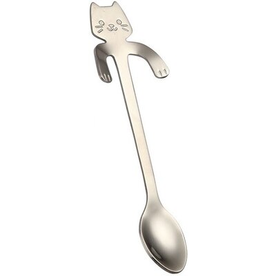Coffee Spoon Cat Silver Small
