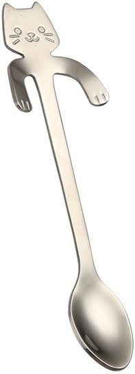 Koffielepel Kat Zilverkleurig Klein