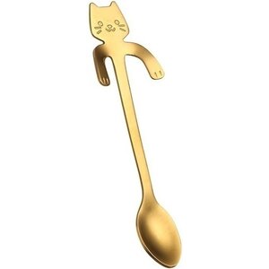 Coffee Spoon Cat Gold-colored Small