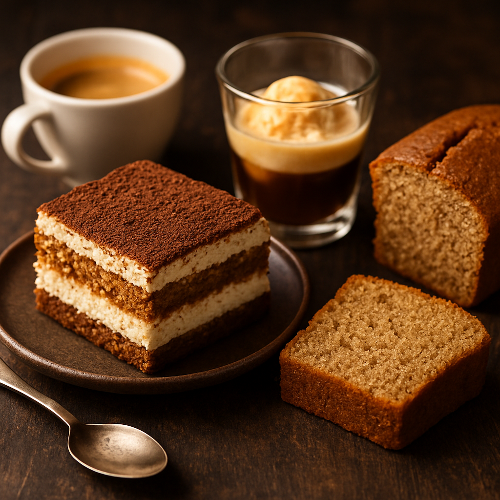 Köstliche Desserts und Gebäck, bei denen Kaffee die Hauptrolle spielt