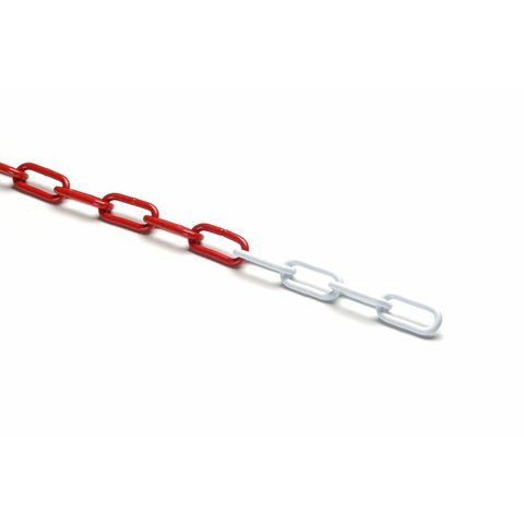 Plastic chain on rail  -Ø 6 mm- 25 m red/white