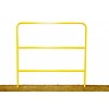 Yellow handrail for temporary pedestrian bridge