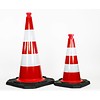 Cône de signalisation 75 cm - entièrement réfléchissant avec pied noir